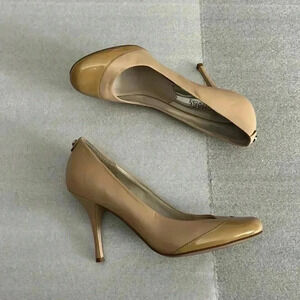 [US7]Michael Kor  Tan Leather Round Toe 3.5”Heel Pump